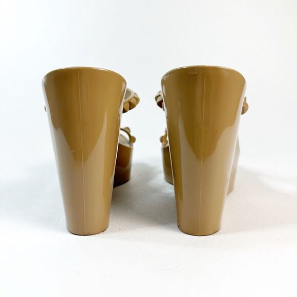 CARMEN SOL Tonino Slide Wedge Heels Size 38 US 8 Beige Platform Studded Jelly - Picture 9 of 12